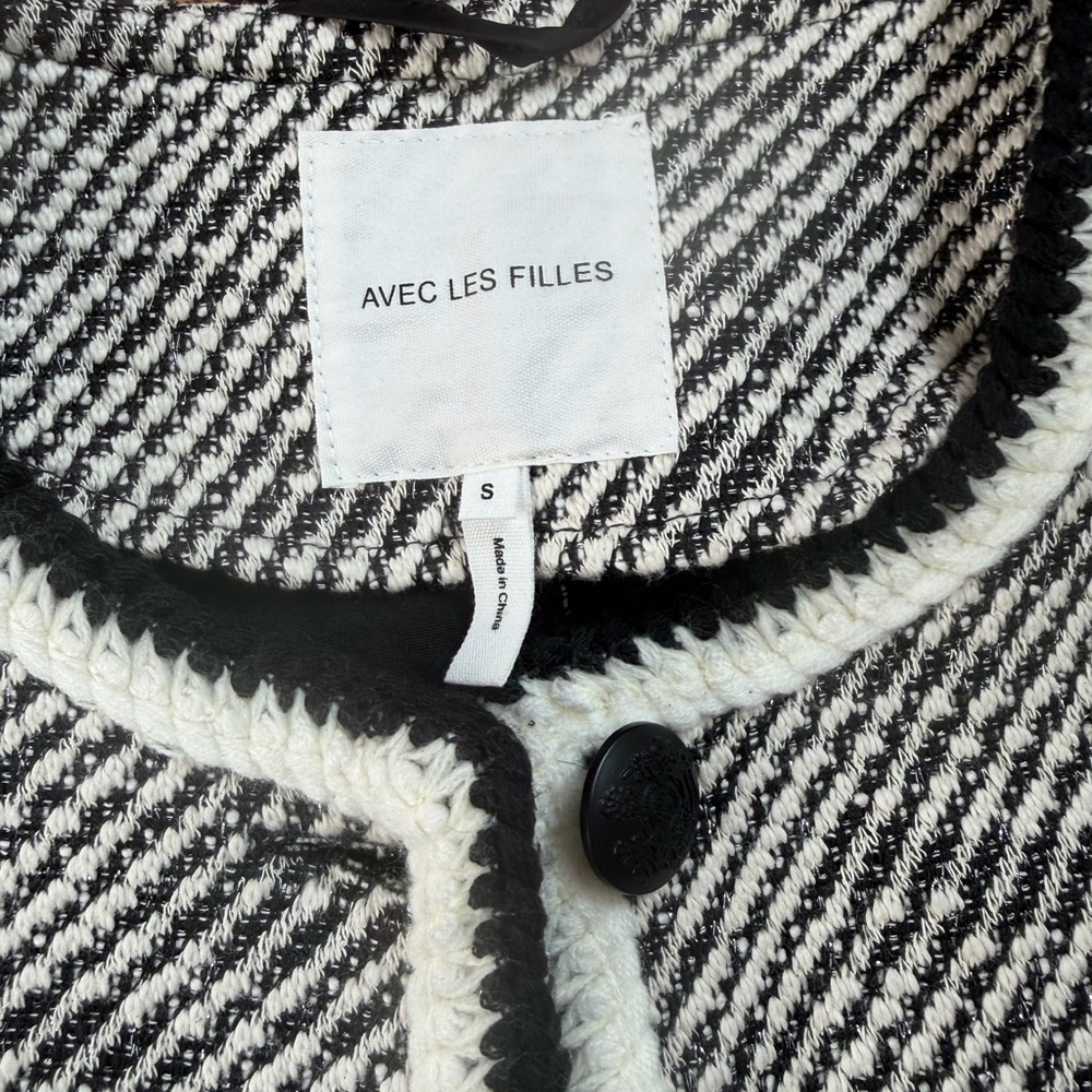 Avec Les Filles Black & White Tweed Jacket Blazer - Picture 6 of 11